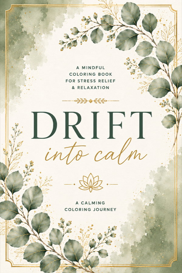 Drift Into Calm coloring book cover