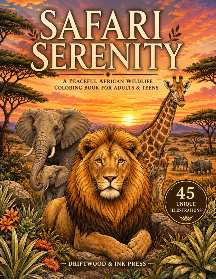 Safari Serenity coloring book cover